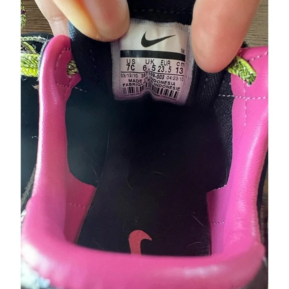 NIKE Blazer Low Toddler Sneakers Black/Pink/Lime/White Size 7C